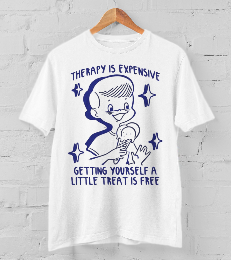 Therapy Is Expensive Getting Yourself A Little Treat Is Free Nostalgic Ice Cream Boy T-Shirt