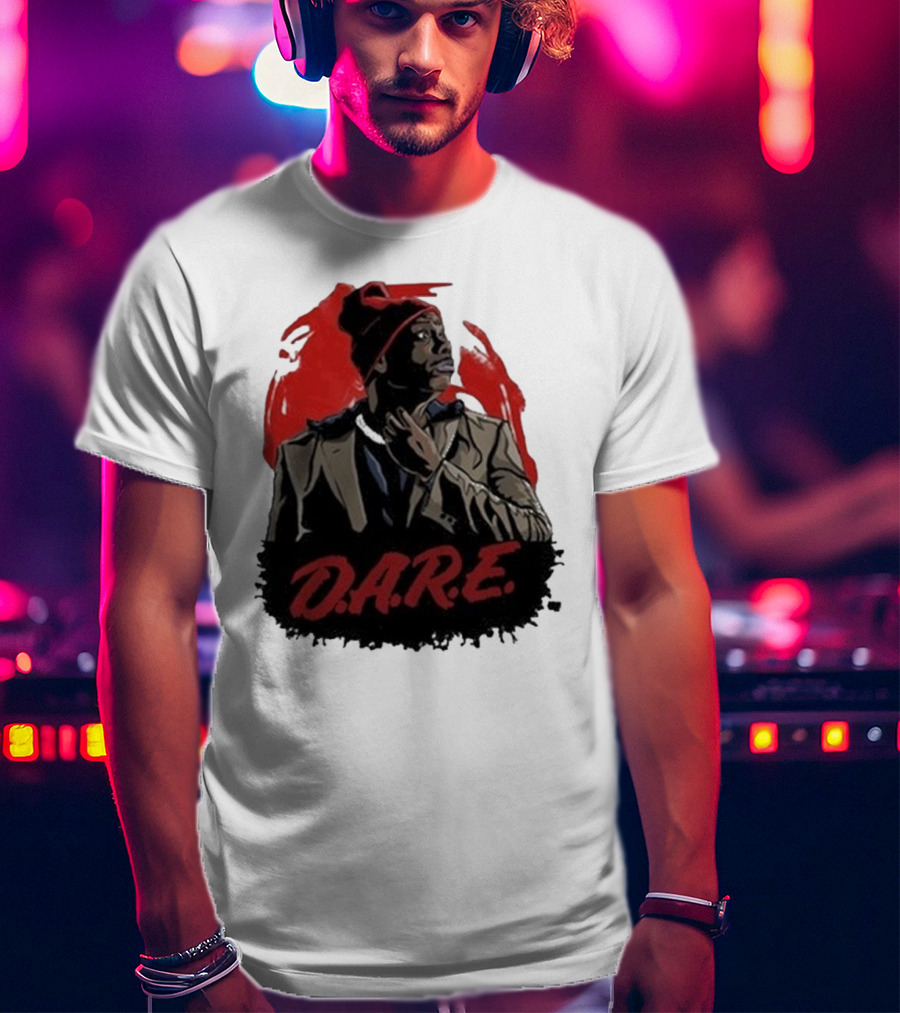 Tyrone D.A.R.E. Red Jacket Beanie Mock Hilarious Character Style T-Shirt