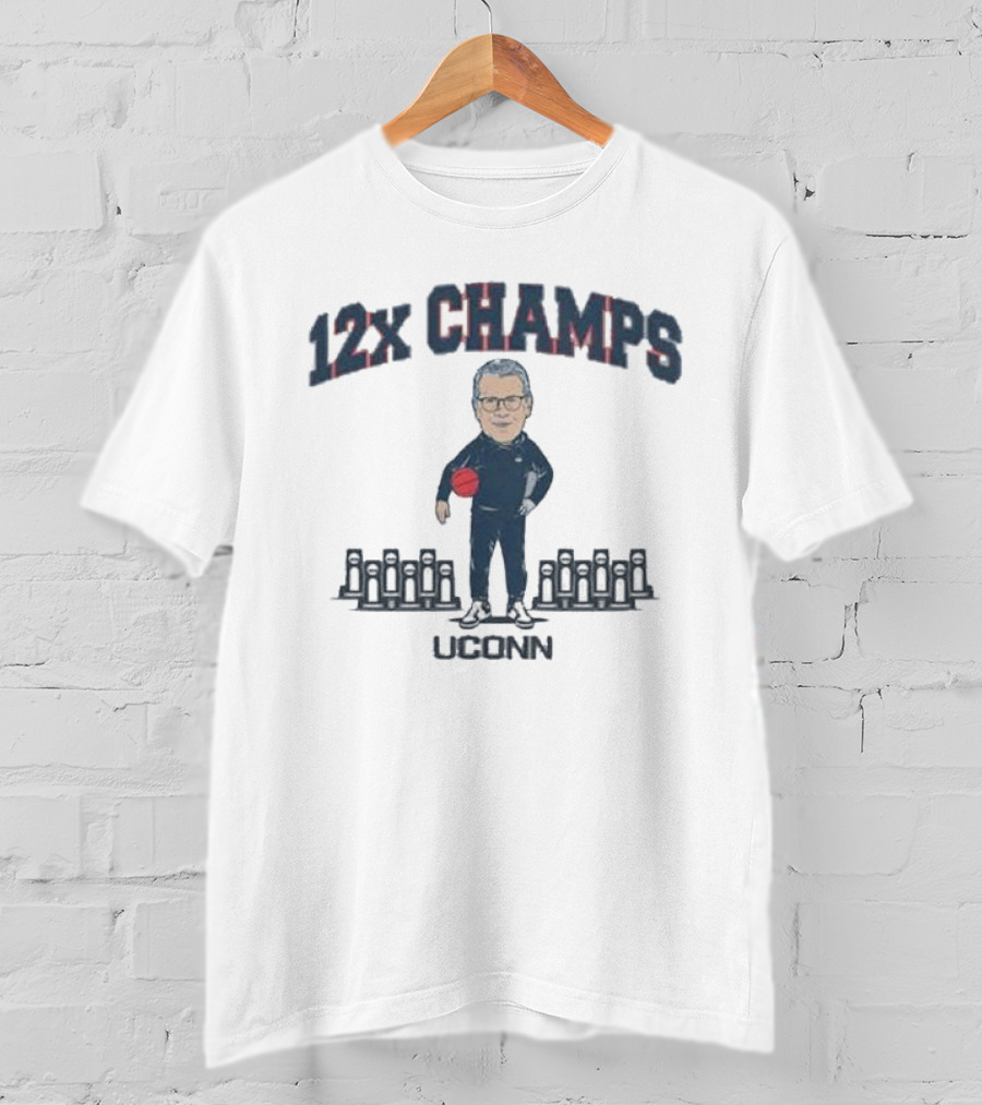 UConn Huskies 12x Champs Geno Auriemma Basketball T-Shirt