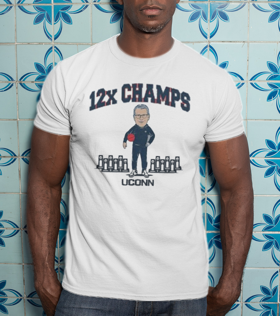 UConn Huskies 12x Champs Geno Auriemma Basketball T-Shirt
