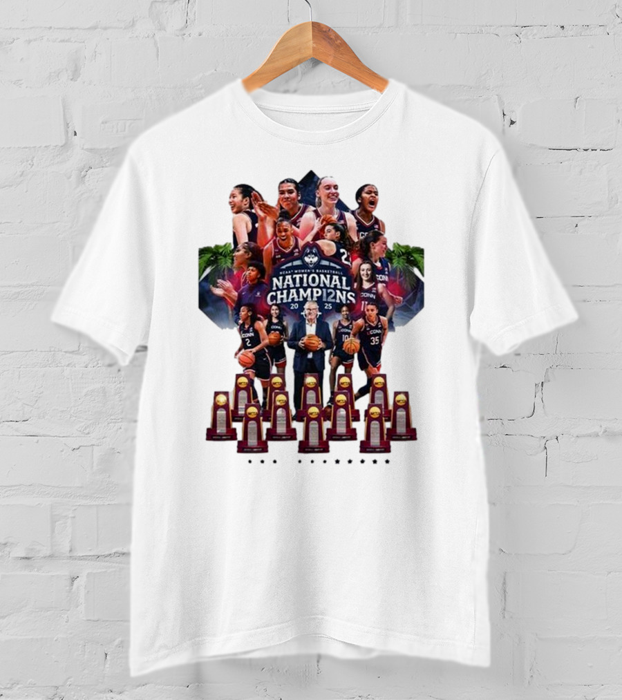 UConn Women's Basketball National Champ12ns 2025 NCAA 12th Title Celebration T-Shirt