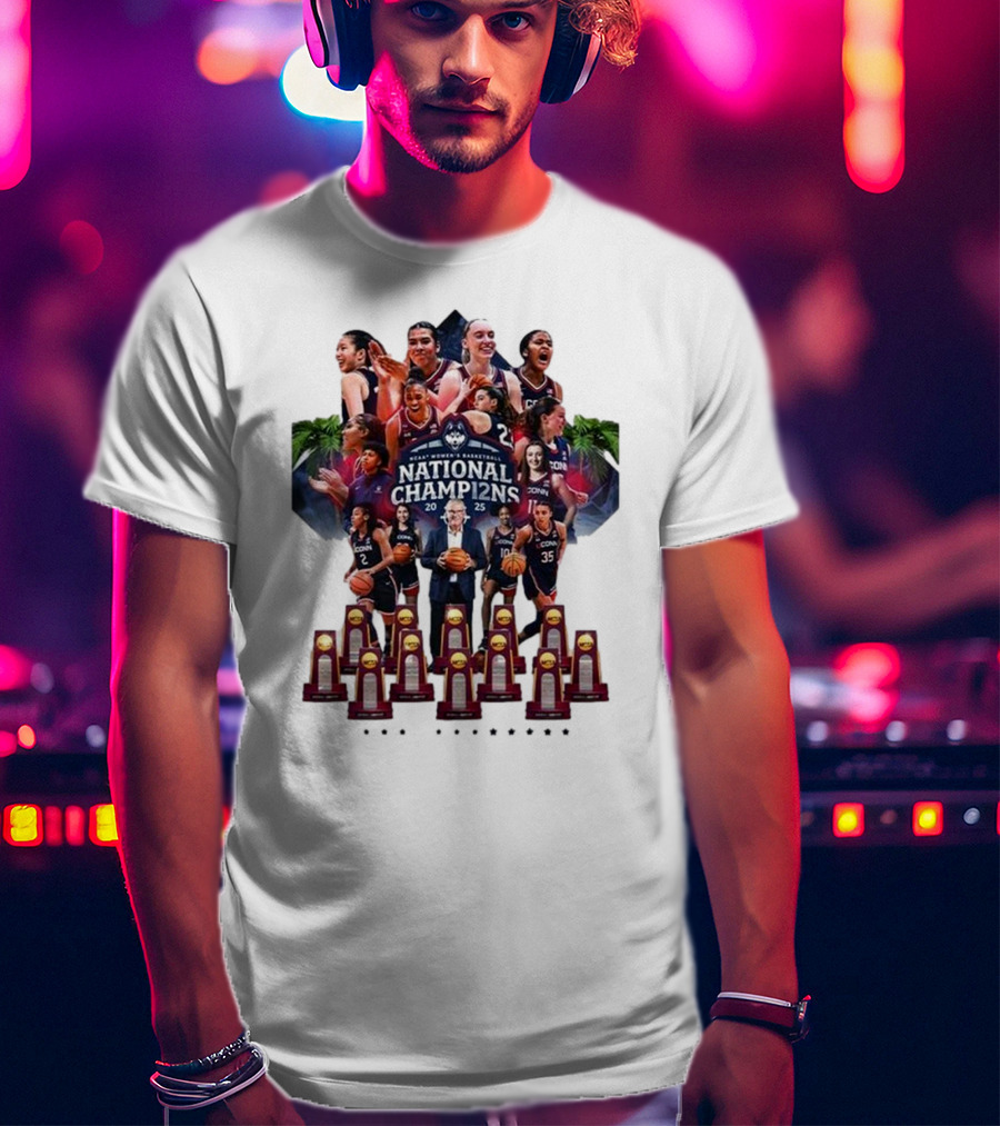 UConn Women's Basketball National Champ12ns 2025 NCAA 12th Title Celebration T-Shirt