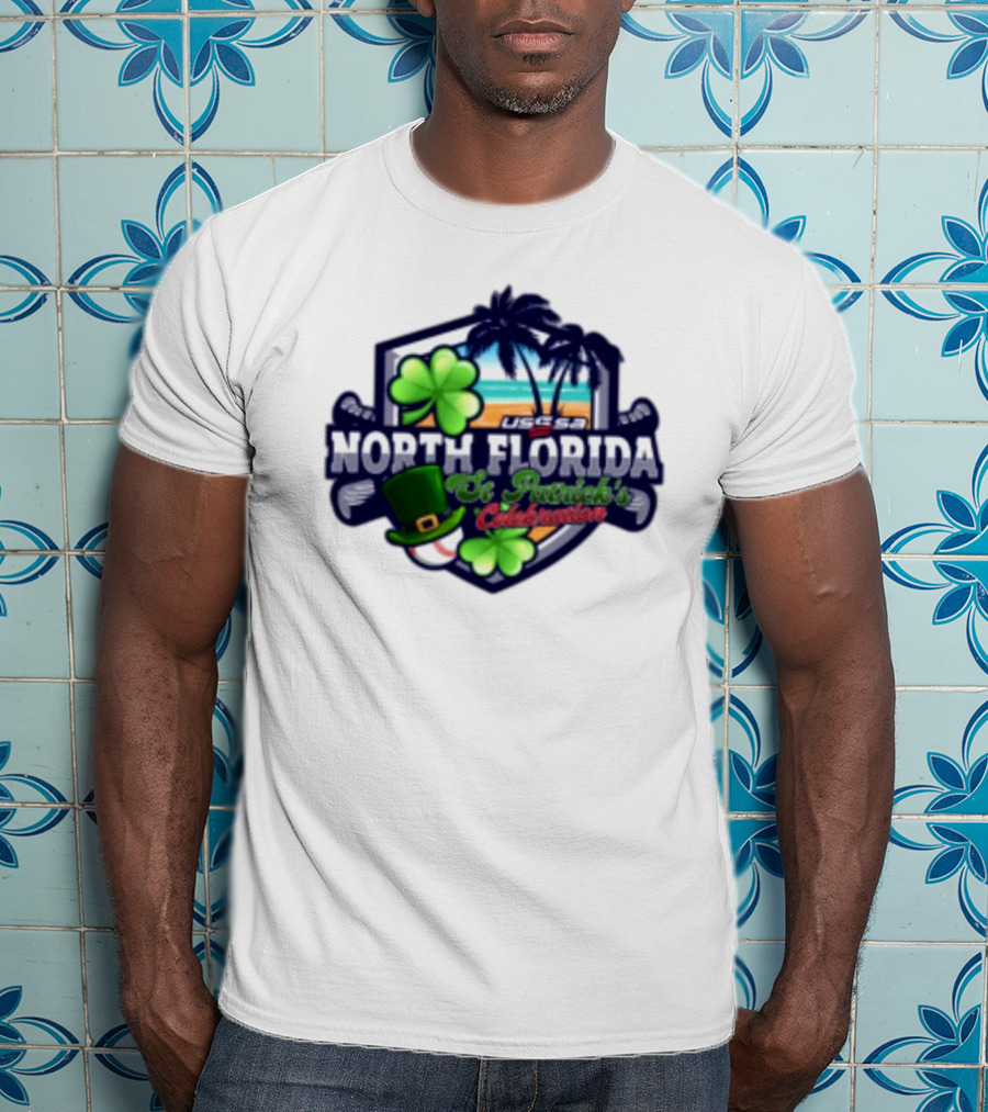USSSA North Florida St Patrick’s Celebration March 15-16 2025 Shamrock Hat Palm Trees Baseball T-Shirt
