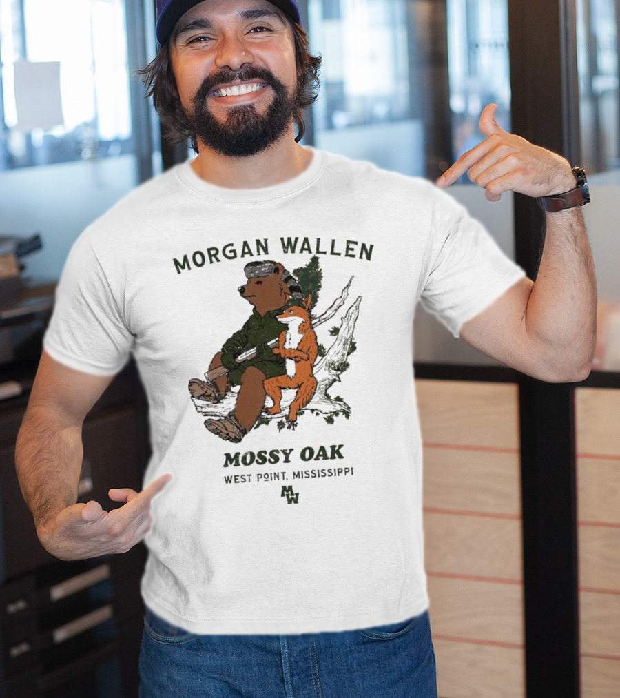 Morgan Wallen Bear And Fox With Mossy Oak West Point Mississippi T-Shirt