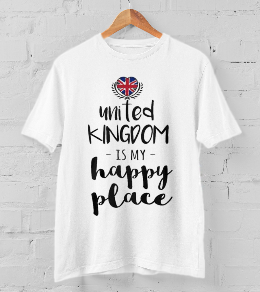 Union Jack Heart United Kingdom Is My Happy Place T-Shirt