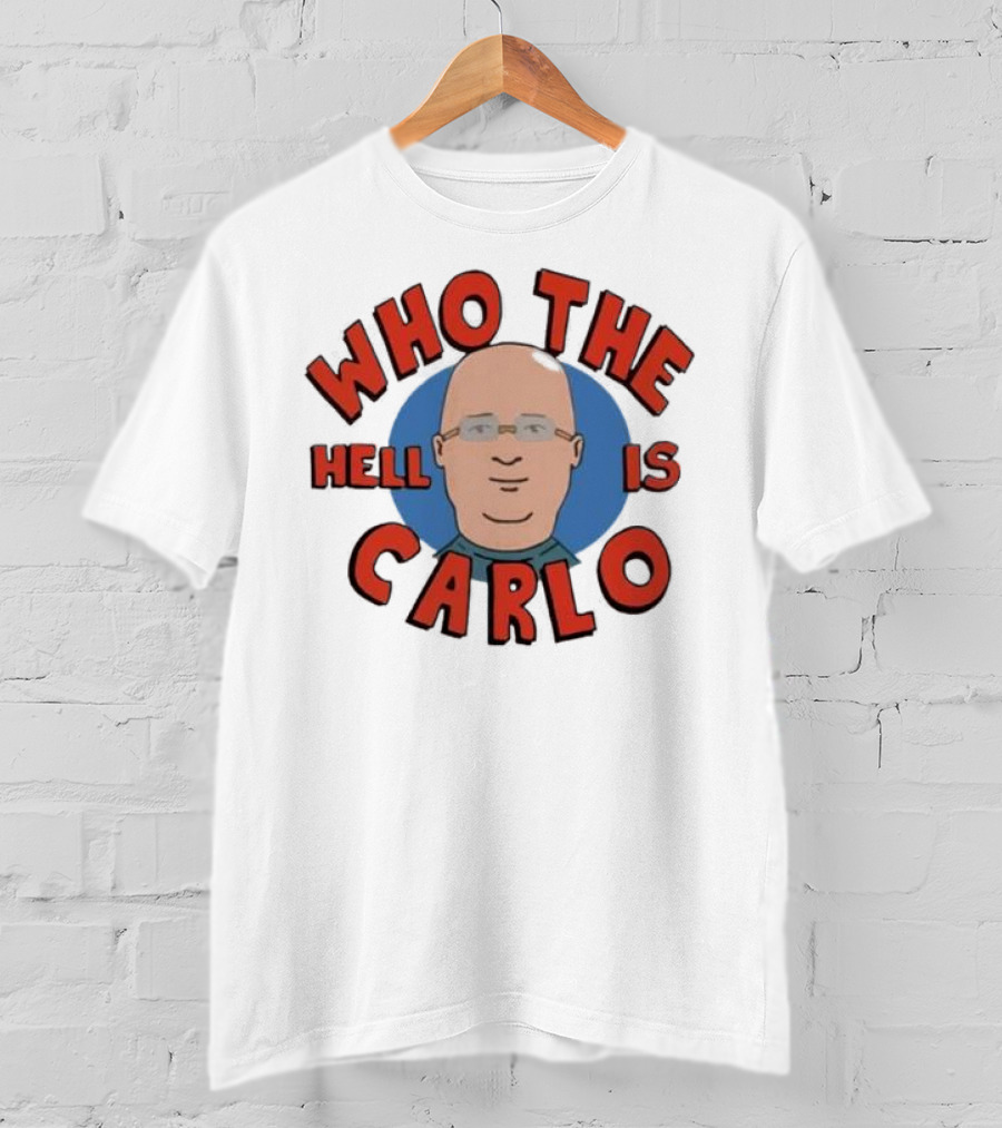 Who The Hell Is Carlo Bald Cartoon Drawing T-Shirt