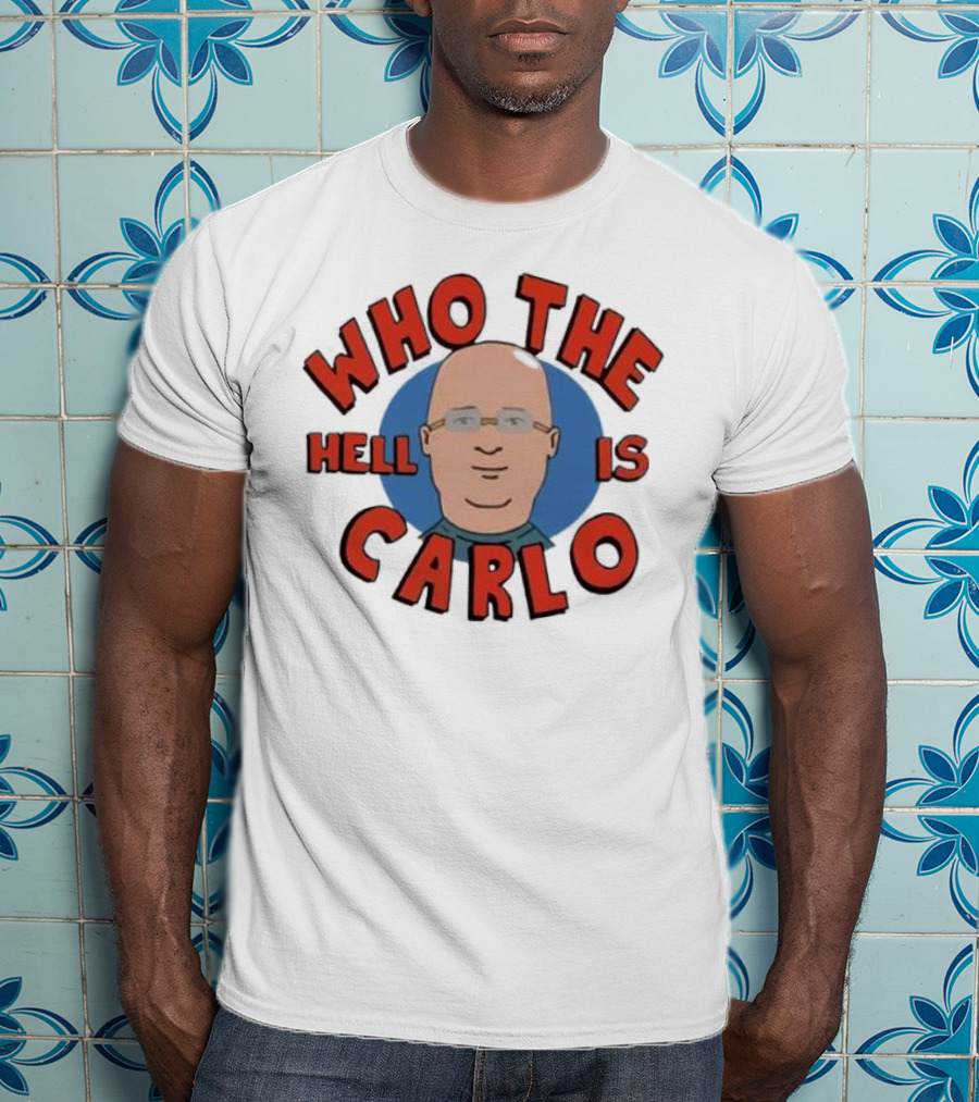 Who The Hell Is Carlo Bald Cartoon Drawing T-Shirt