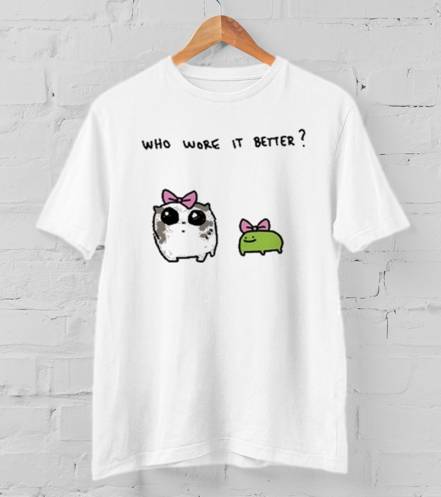 Who Wore It Better Bow Tie Otter And Green Blob T-Shirt