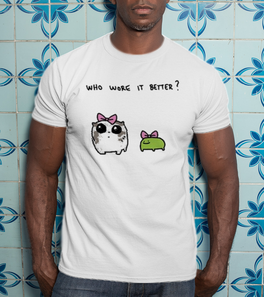 Who Wore It Better Bow Tie Otter And Green Blob T-Shirt