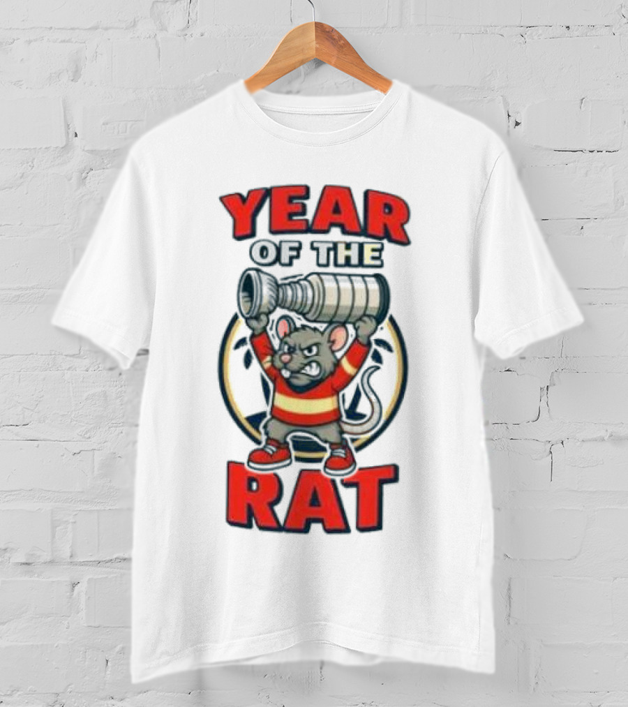 Year Of The Rat Hockey Mascot Mouse Champion With Trophy T-Shirt