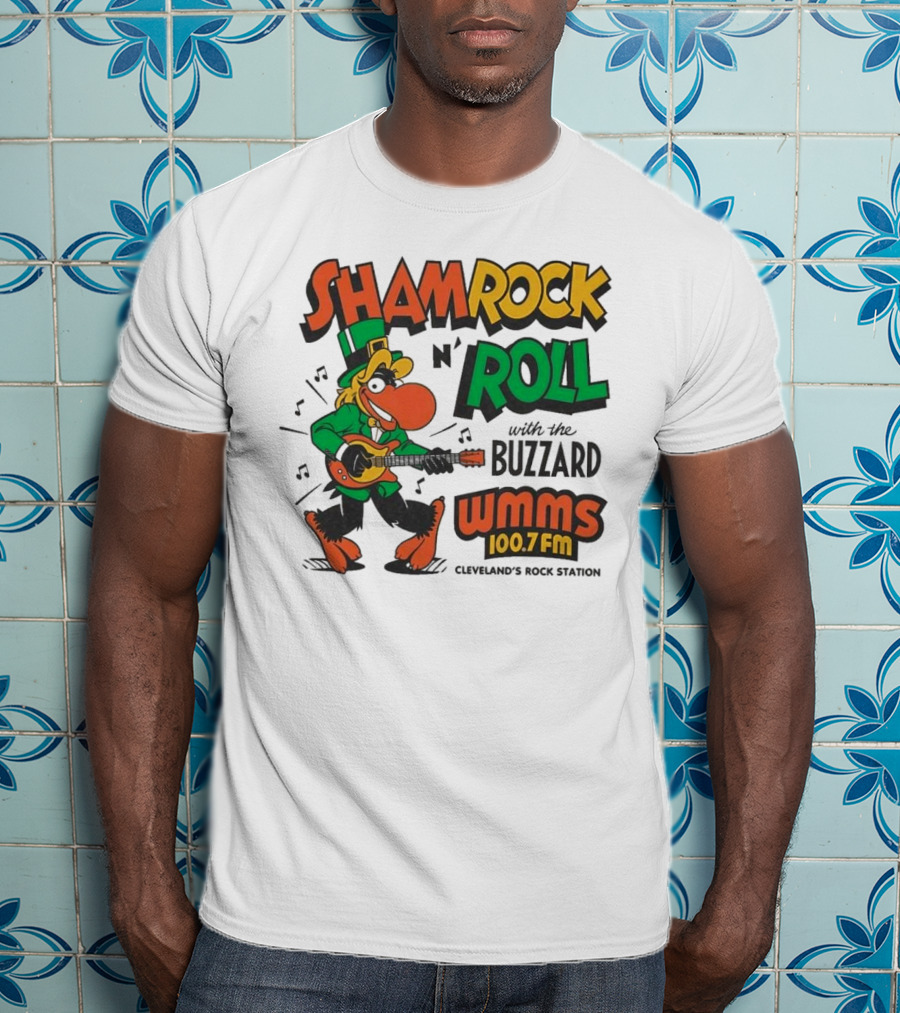Shamrock N Roll With The Buzzard WMMS 100.7 FM Cleveland's Rock Station T-Shirt