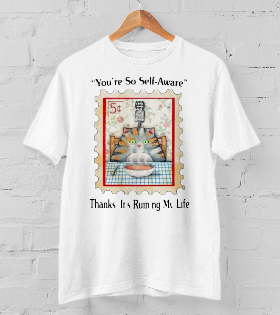You’re So Self Aware Cat With Soup And Owl Stamp Thanks It’s Ruining My Life T-Shirt