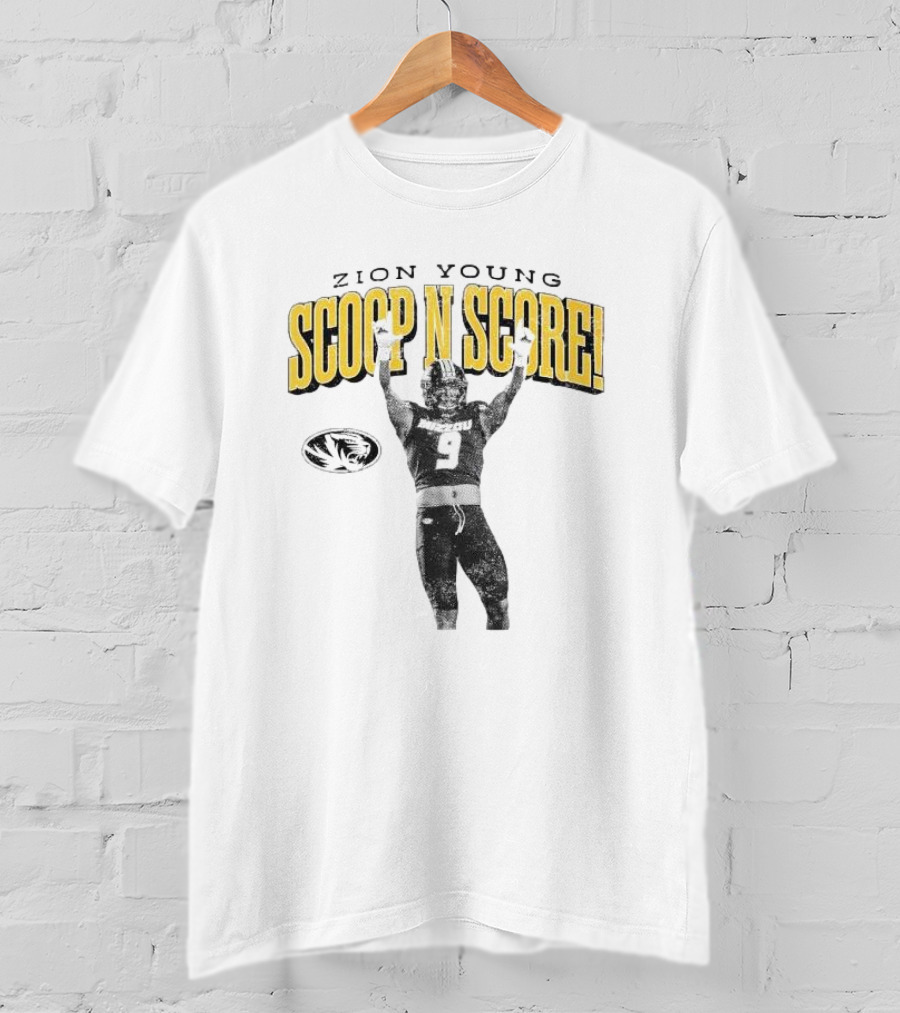 Zion Young Scoop N Score Missouri Tigers Player Number 9 Celebrate Victory T-Shirt