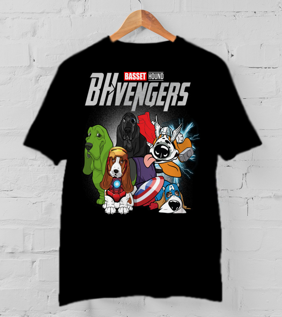 Basset Hound BHvengers Superhero Assembly T-Shirt
