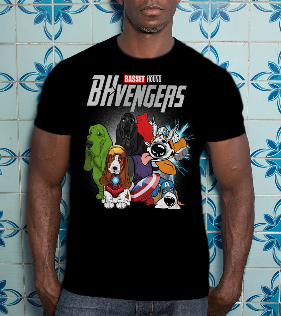 Basset Hound BHvengers Superhero Assembly T-Shirt