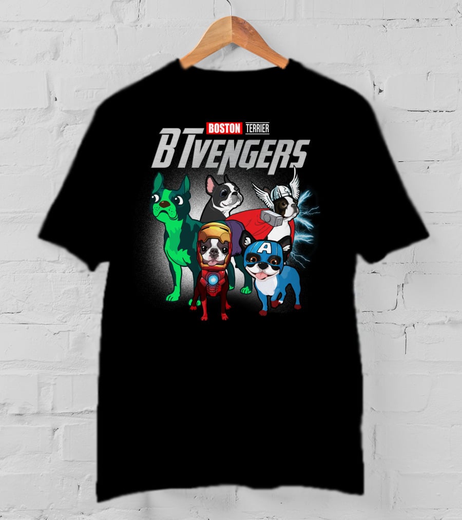Boston Terrier BTvengers Superhero Dogs T-Shirt