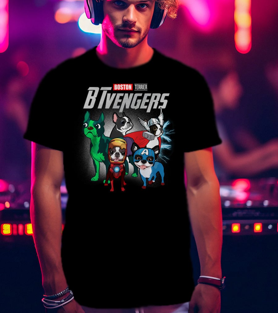 Boston Terrier BTvengers Superhero Dogs T-Shirt
