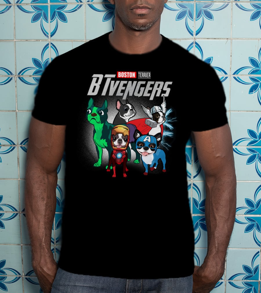 Boston Terrier BTvengers Superhero Dogs T-Shirt