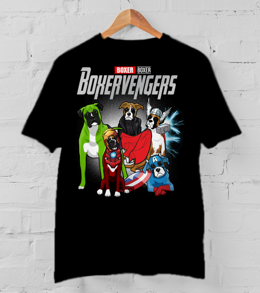 Boxer Boxervengers Marvel-Inspired Heroic Dogs T-Shirt