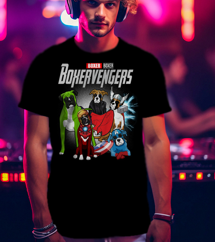 Boxer Boxervengers Marvel-Inspired Heroic Dogs T-Shirt