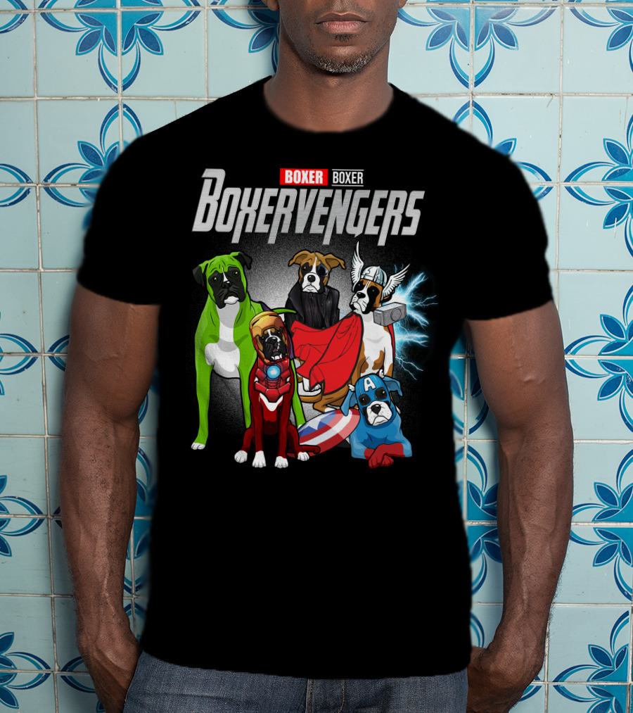 Boxer Boxervengers Marvel-Inspired Heroic Dogs T-Shirt