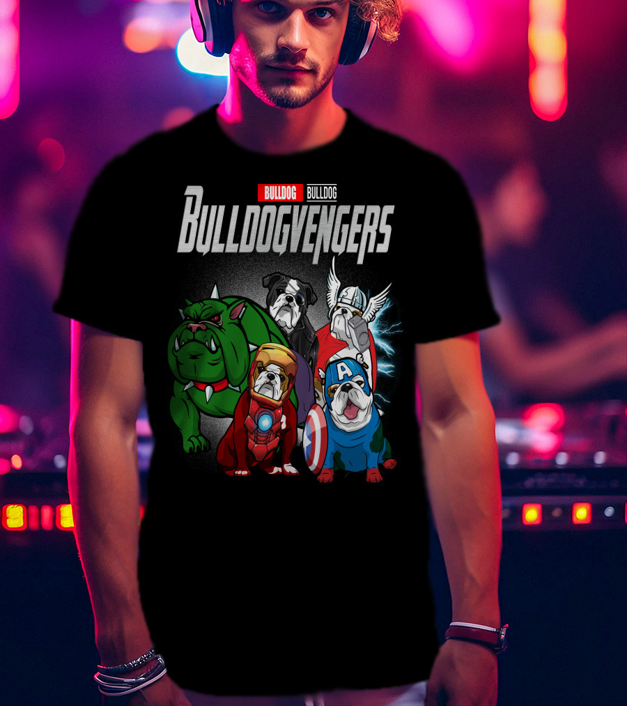 Bulldog Bulldogvengers Hulk Iron Man Captain America Thor T-Shirt