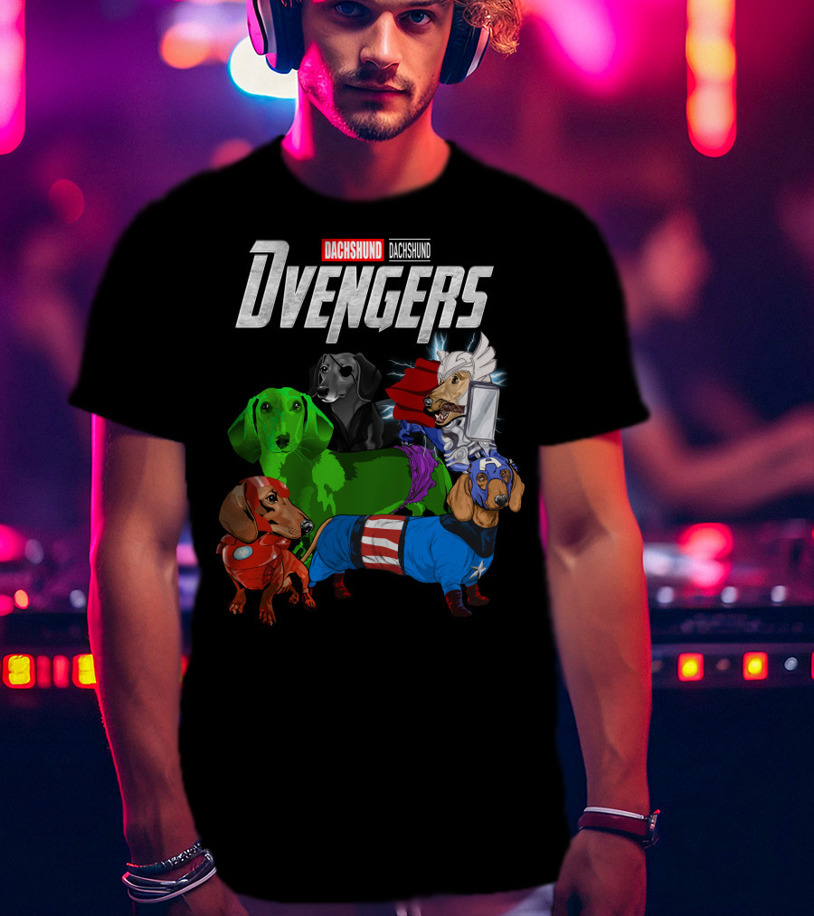 Dachshund Dvengers Dogs In Superhero Costumes T-Shirt