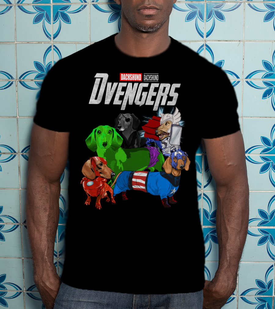 Dachshund Dvengers Dogs In Superhero Costumes T-Shirt