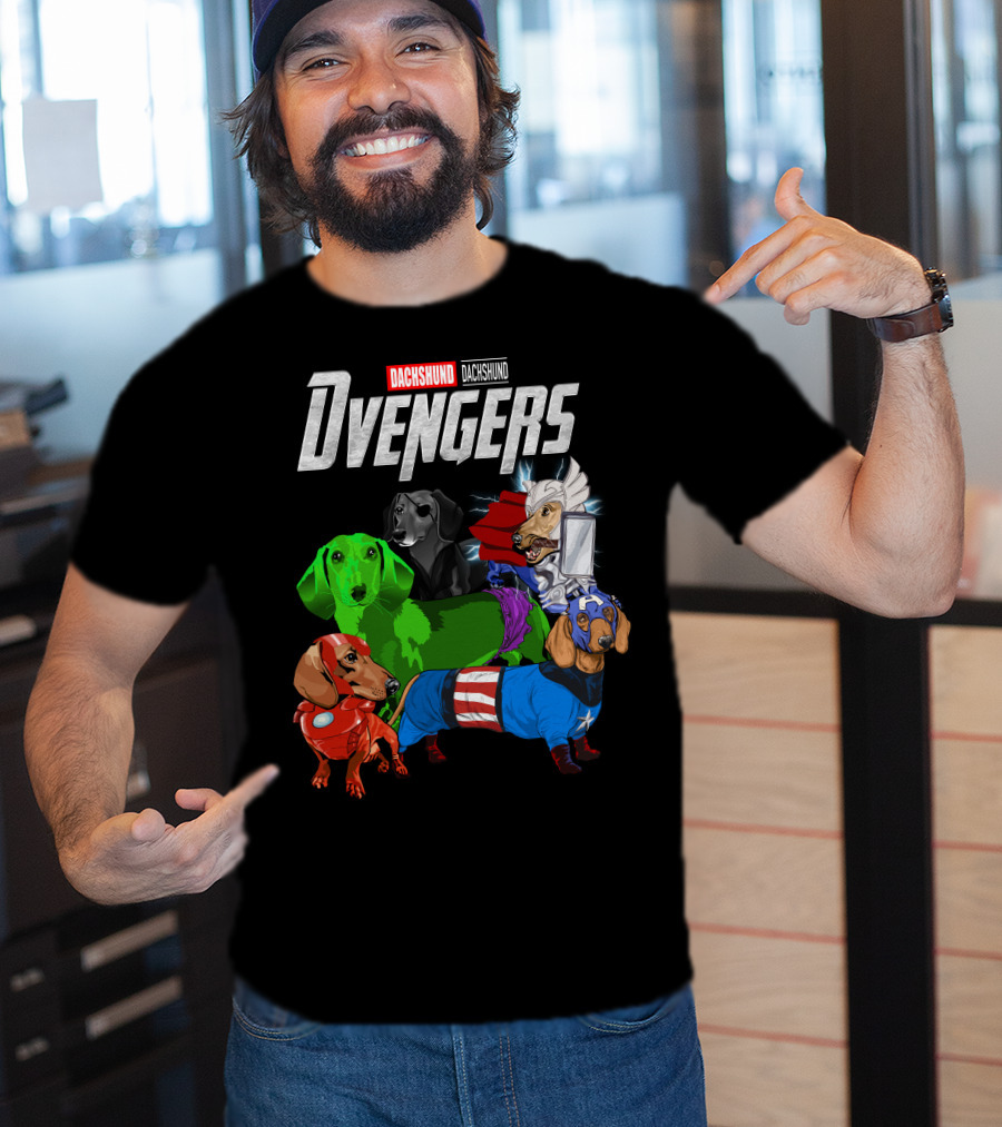 Dachshund Dvengers Dogs In Superhero Costumes T-Shirt