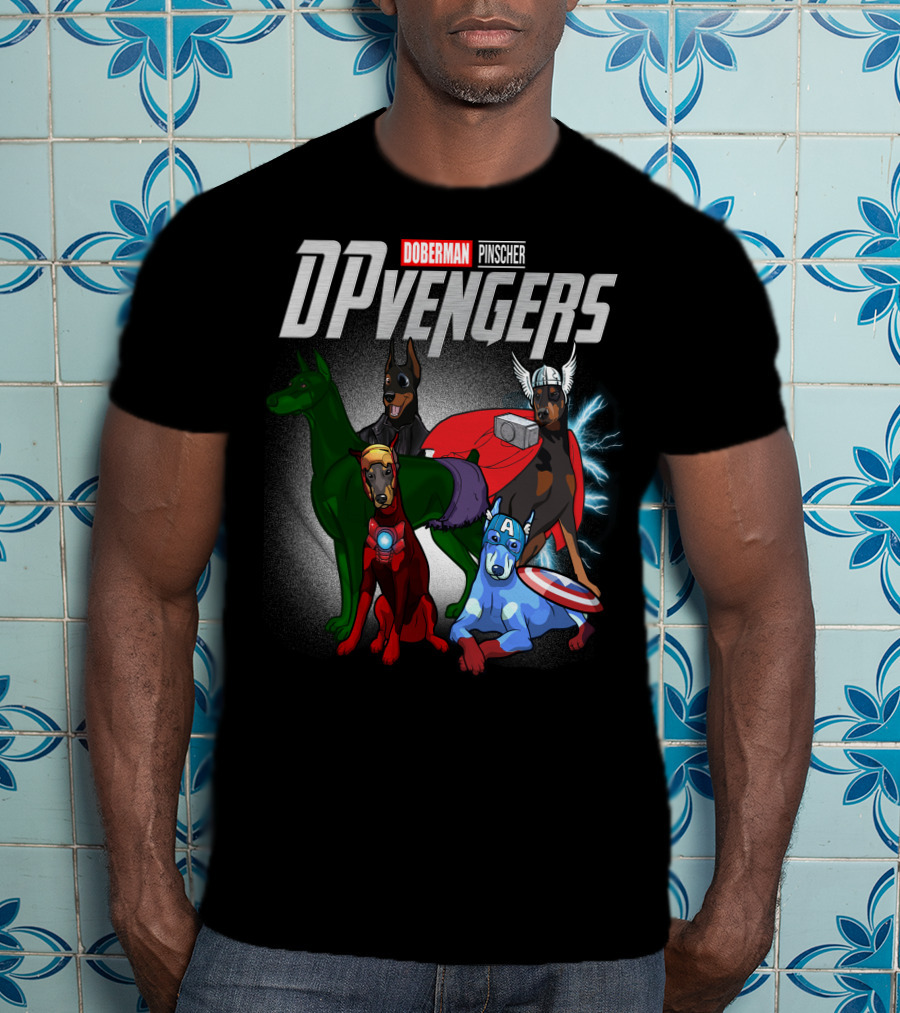 Doberman Pinscher DPvengers Superhero Dogs T-Shirt