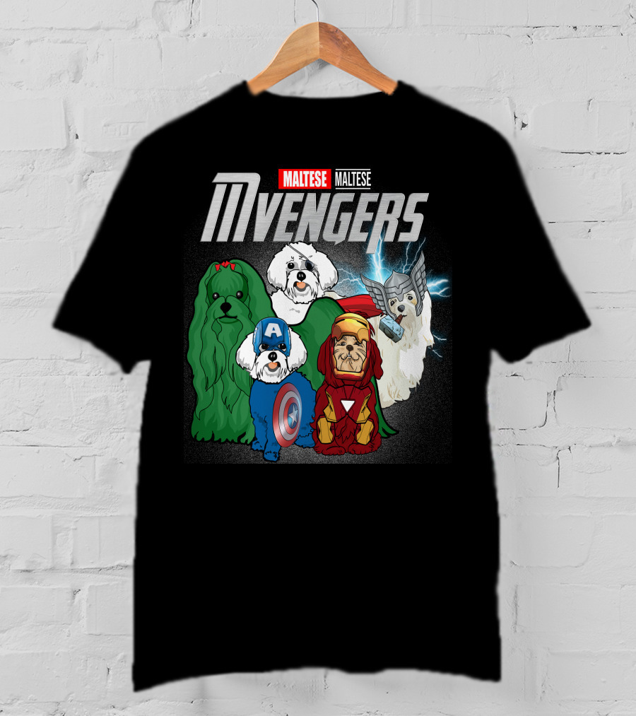 Maltese Mvengers Superhero Dogs T-Shirt