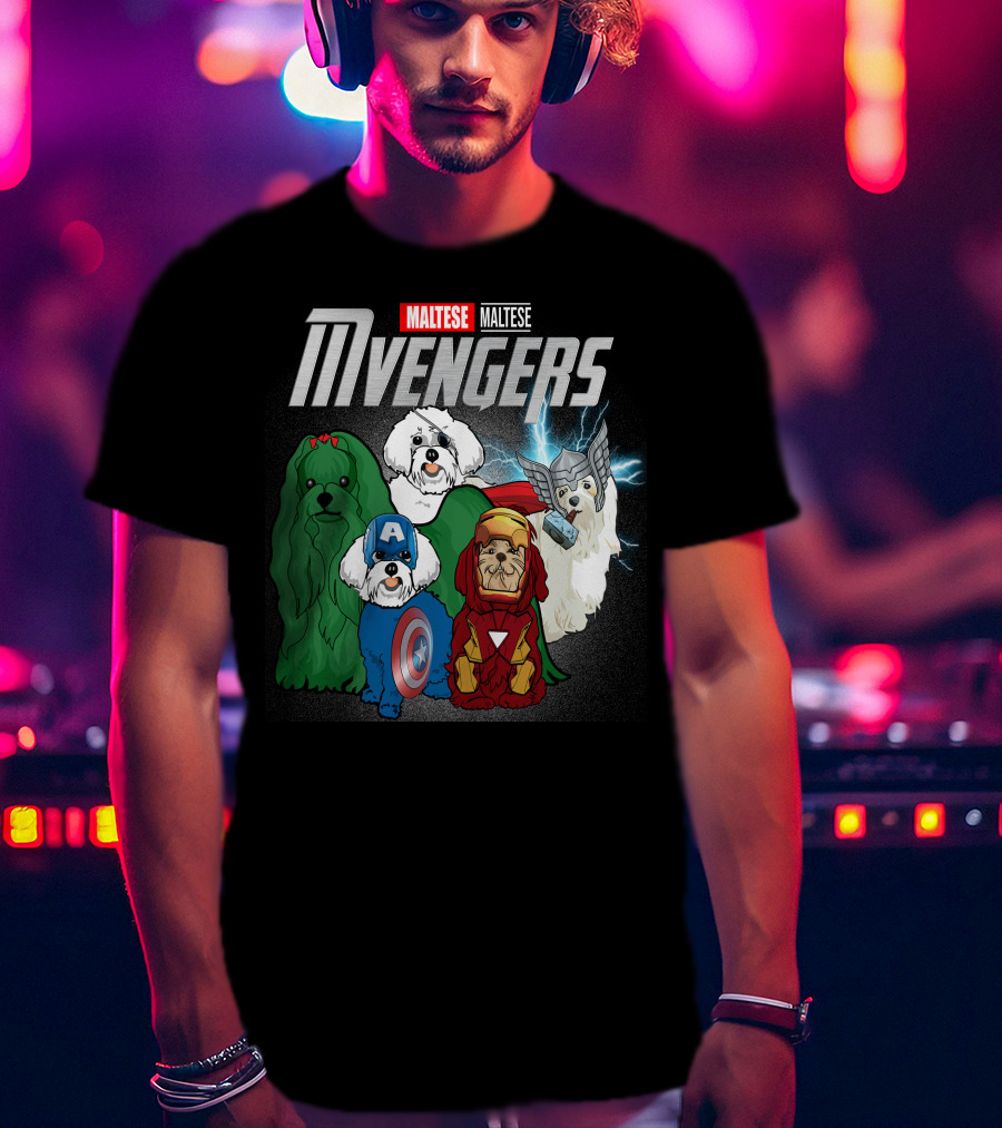 Maltese Mvengers Superhero Dogs T-Shirt