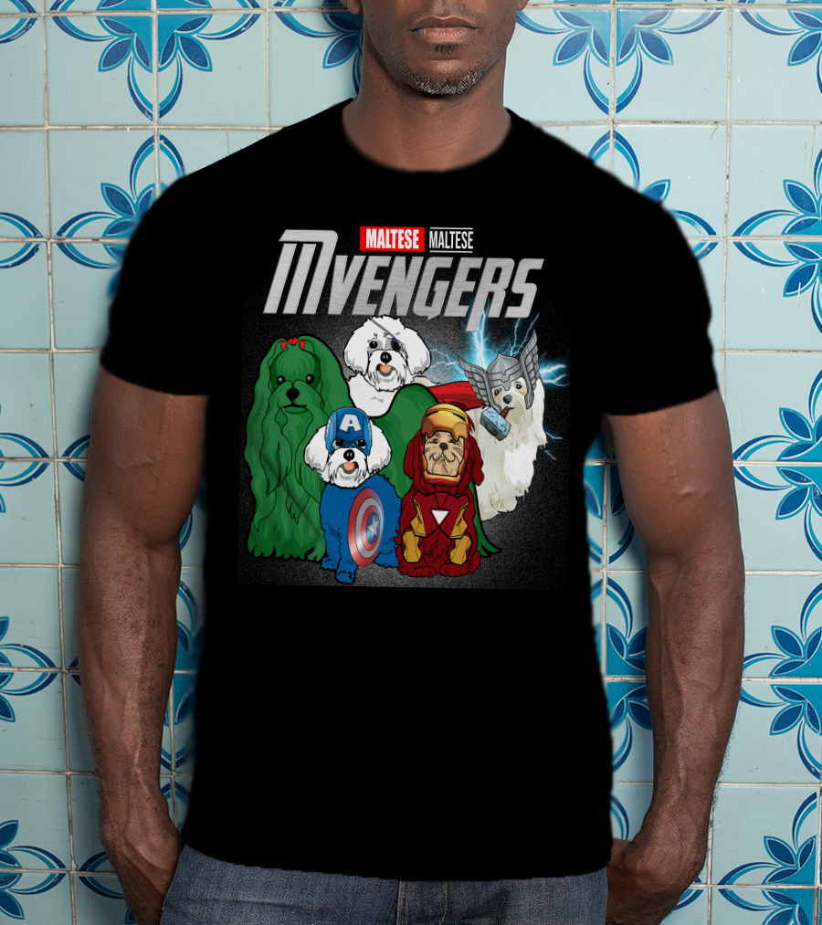 Maltese Mvengers Superhero Dogs T-Shirt