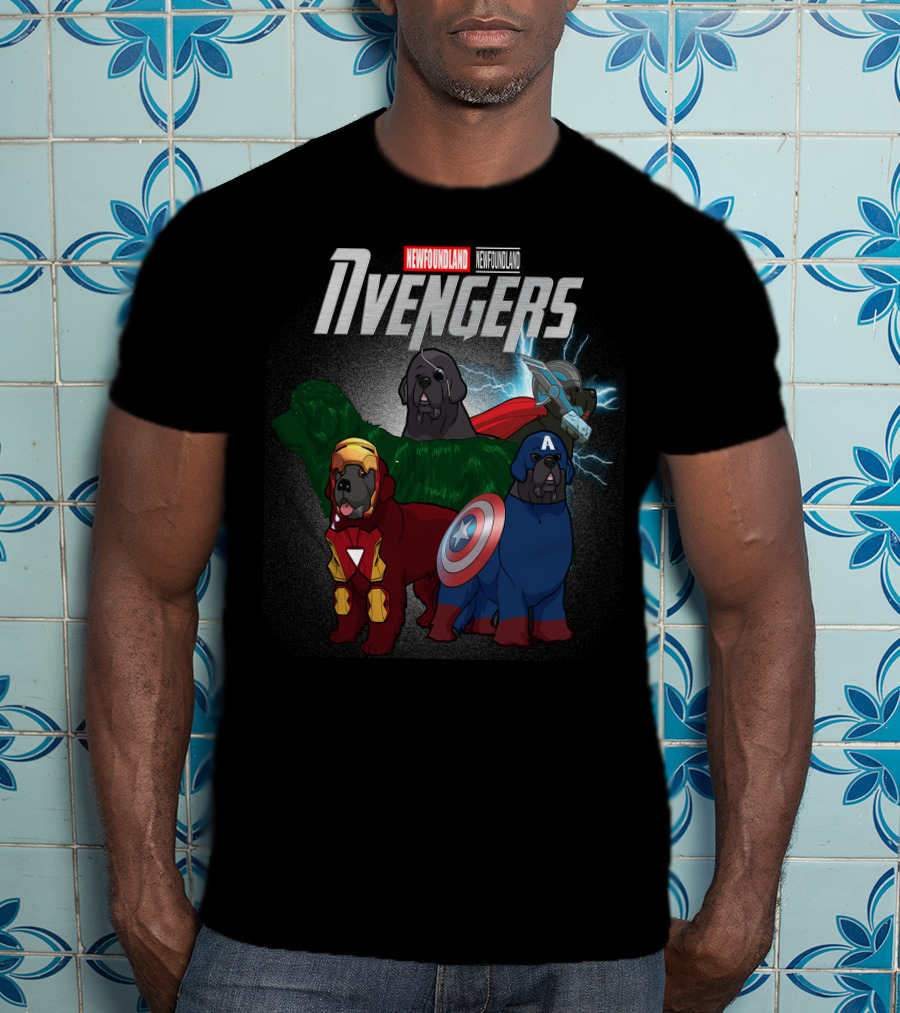 Newfoundland Avengers Dog Parody Marvel Superheroes T-Shirt