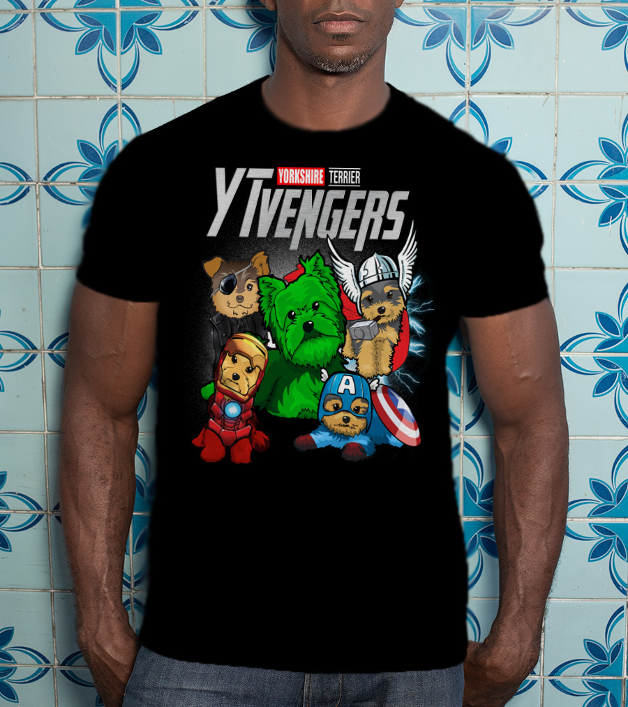 Yorkshire Terrier YTvengers Superhero Pups In Iconic Costumes T-Shirt