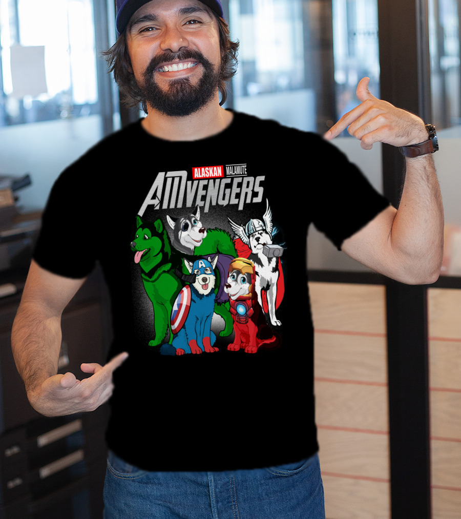 Alaskan Malamute AMvengers Superhero Dogs Assemble T-Shirt