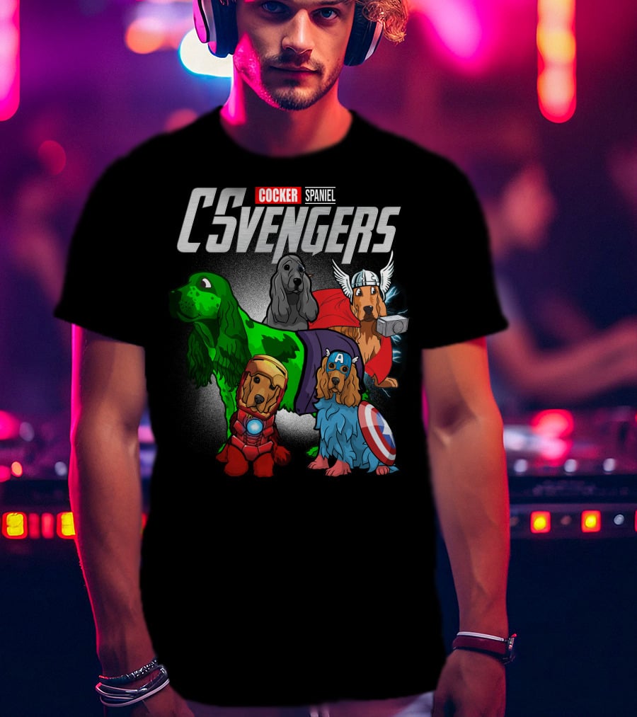 Cocker Spaniel CSvengers Superhero Dog Parody Avengers T-Shirt