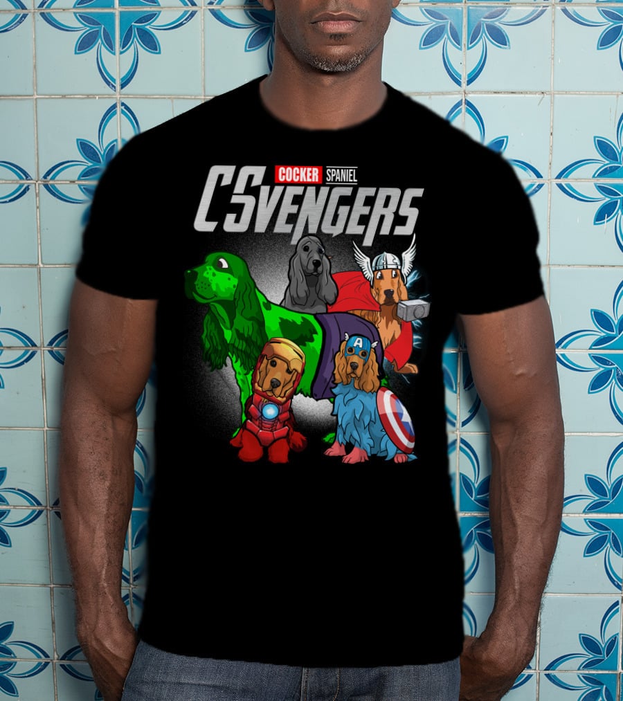 Cocker Spaniel CSvengers Superhero Dog Parody Avengers T-Shirt