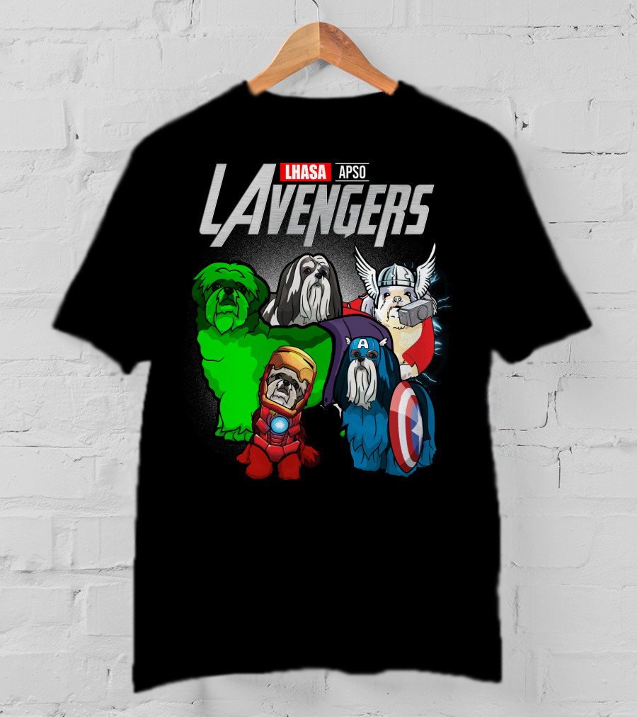 Lhasa Apso LAvengers Comic Superhero Dogs T-Shirt