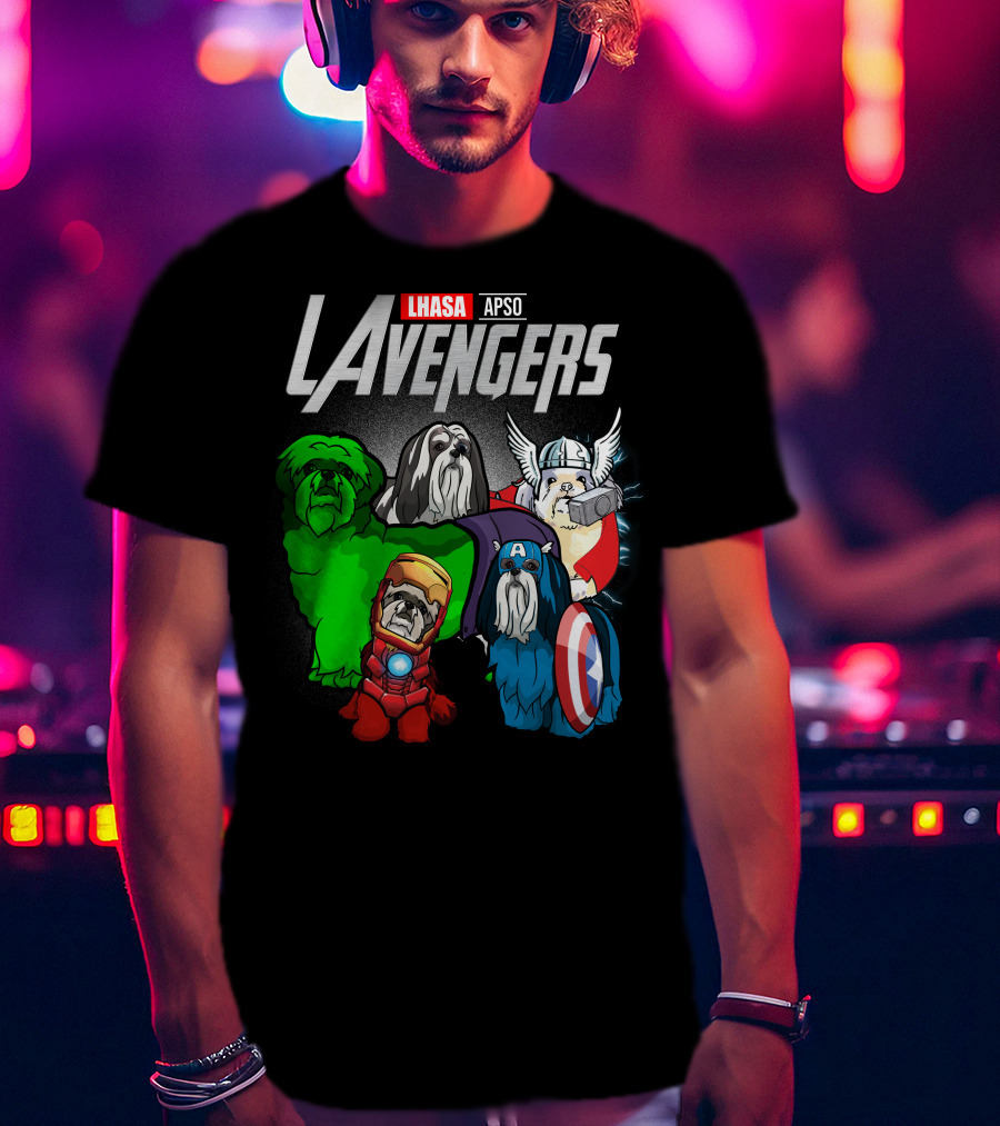 Lhasa Apso LAvengers Comic Superhero Dogs T-Shirt