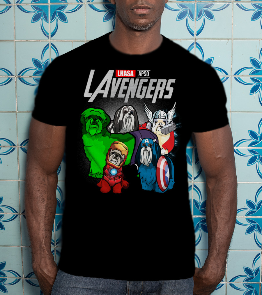 Lhasa Apso LAvengers Comic Superhero Dogs T-Shirt