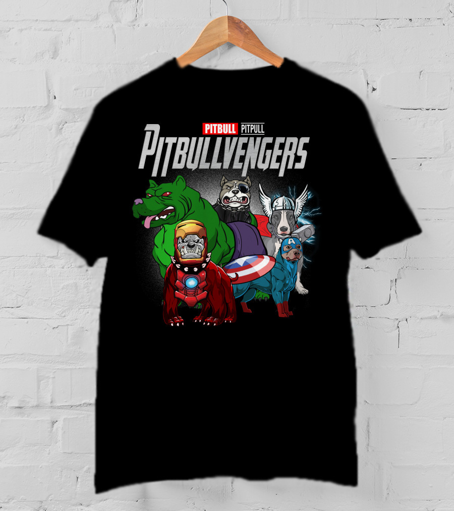 Pitbull Pitbullvengers Marvel Superhero Dogs T-Shirt