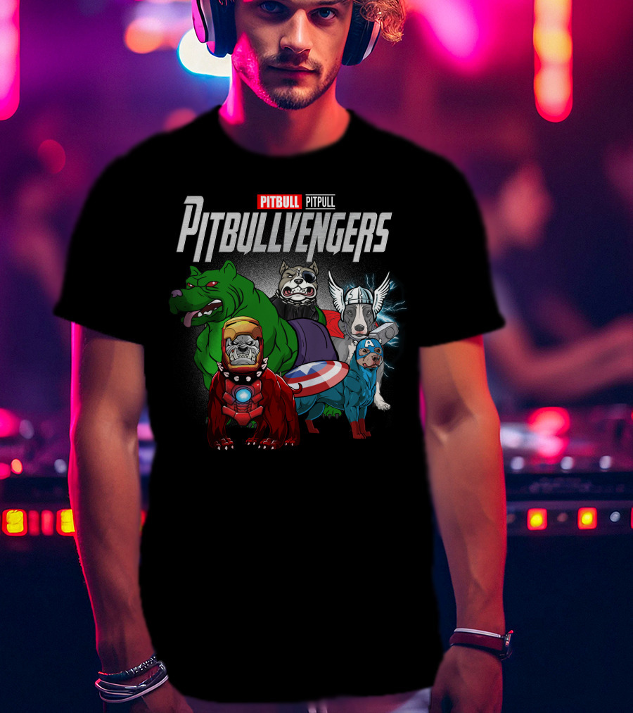 Pitbull Pitbullvengers Marvel Superhero Dogs T-Shirt