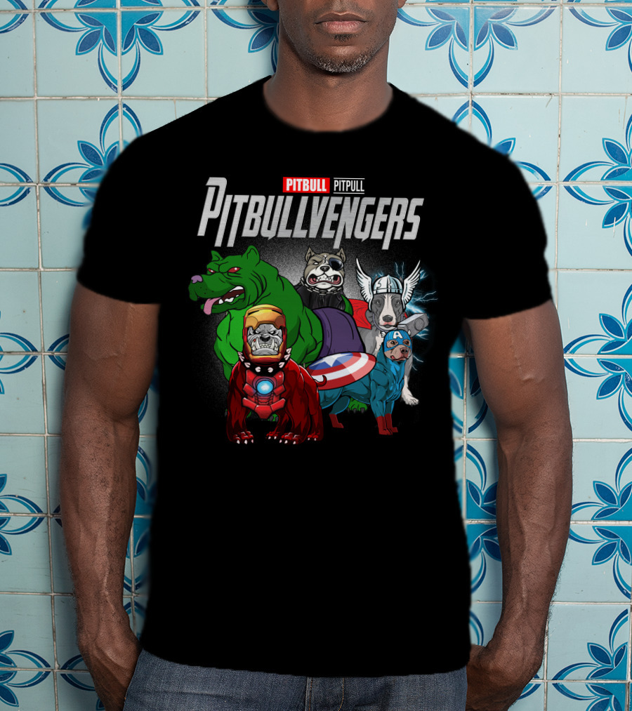 Pitbull Pitbullvengers Marvel Superhero Dogs T-Shirt