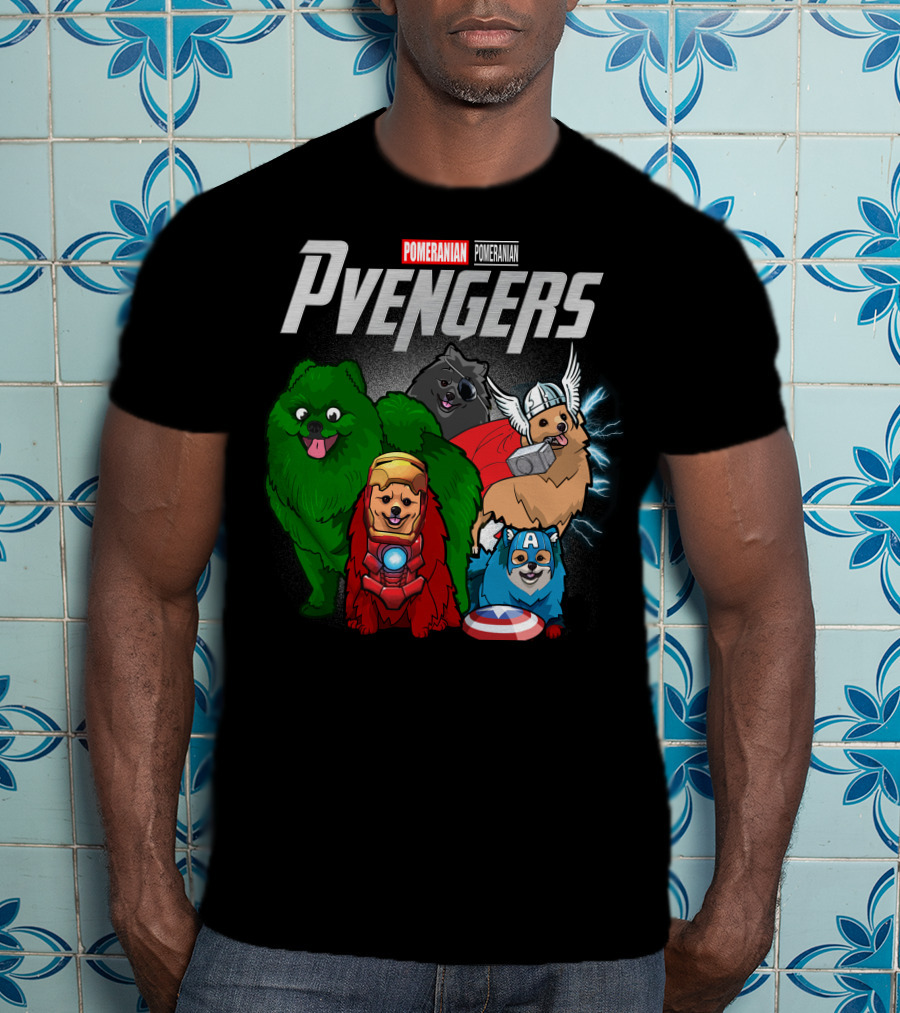 Pomeranian Pvengers Avengers Dog Superhero T-Shirt