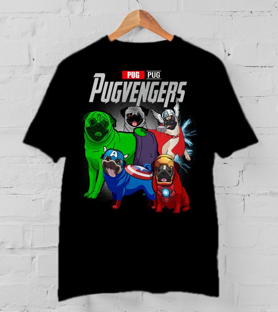 Pug Pugvengers Superhero Dogs Comic T-Shirt