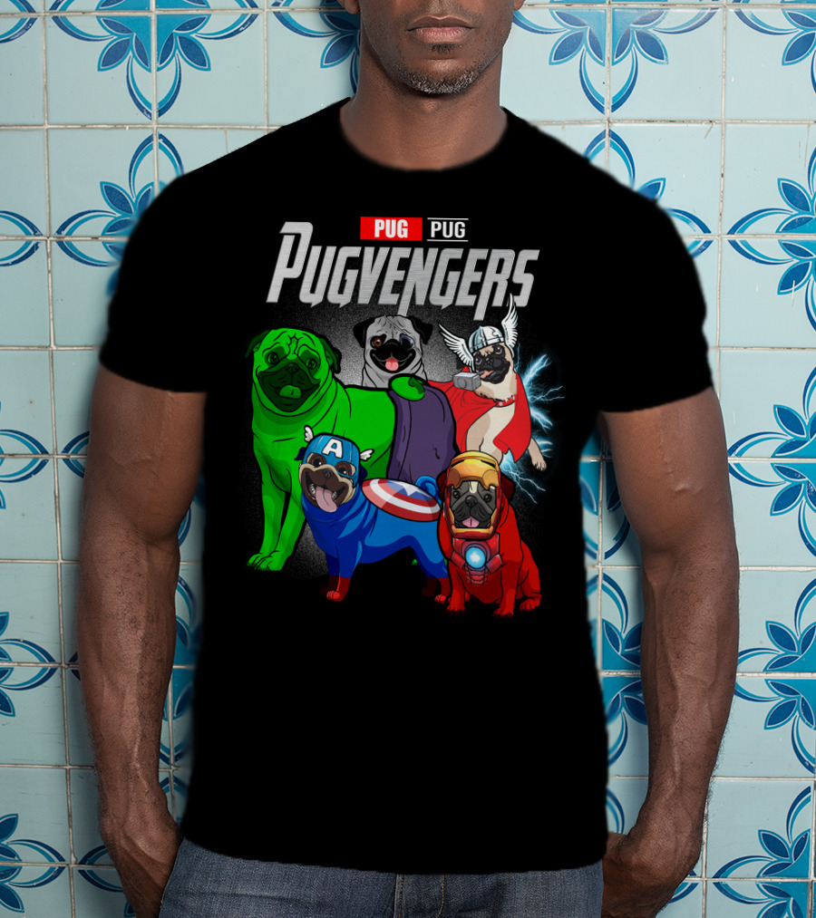 Pug Pugvengers Superhero Dogs Comic T-Shirt