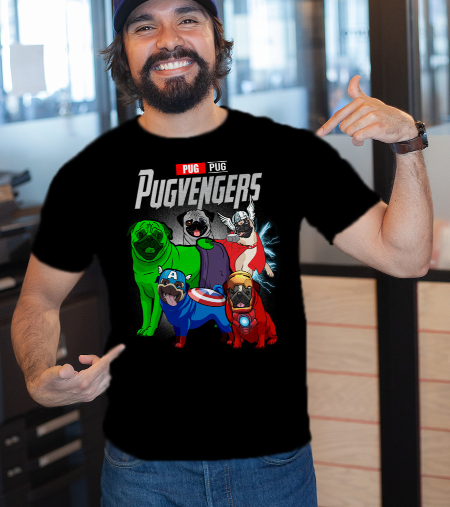 Pug Pugvengers Superhero Dogs Comic T-Shirt
