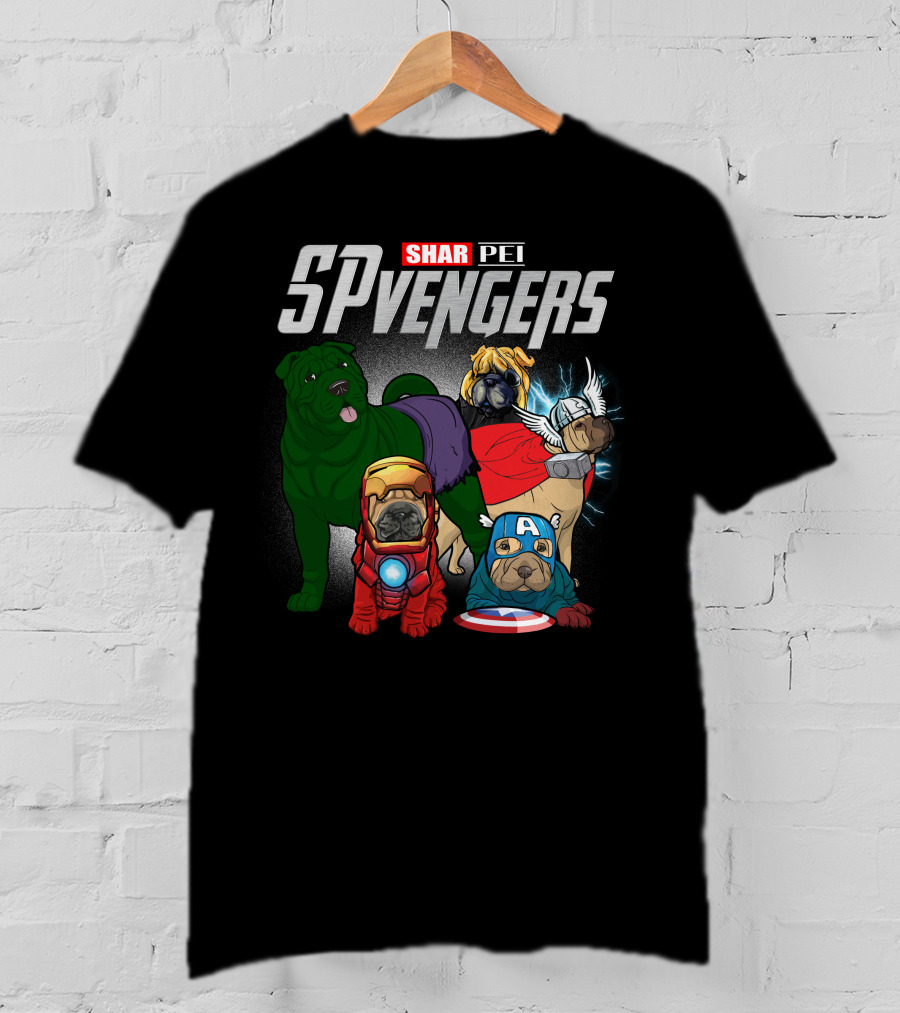 Shar Pei SPvengers Avengers Dog Parody Pug Superheroes T-Shirt