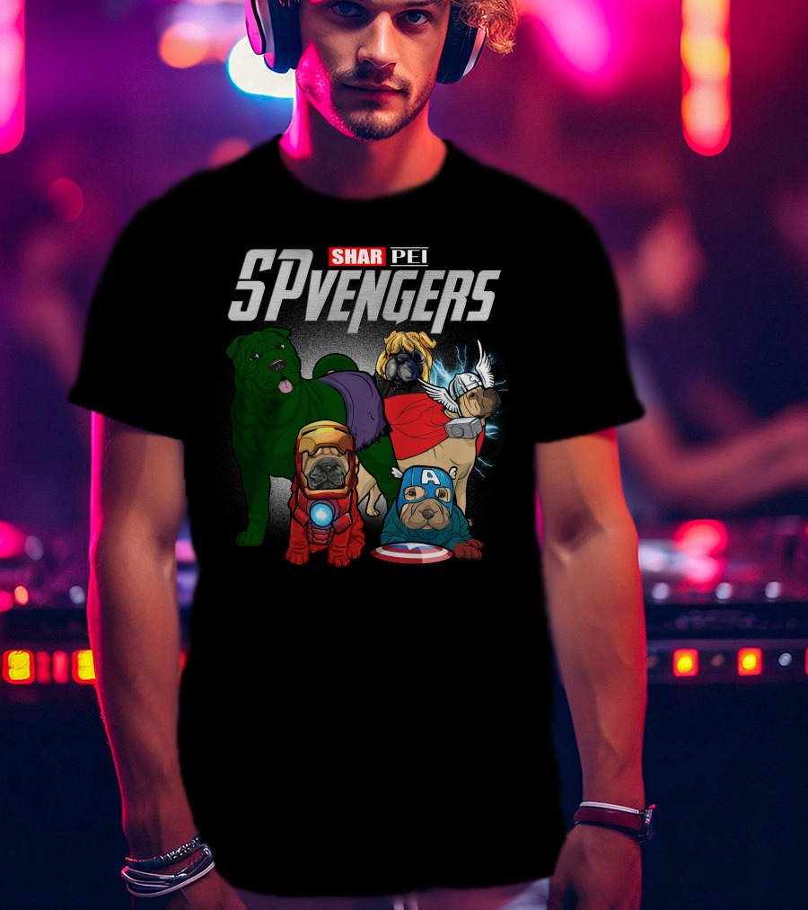 Shar Pei SPvengers Avengers Dog Parody Pug Superheroes T-Shirt